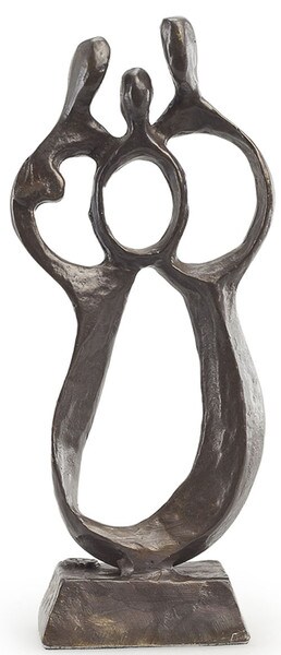 Abstract Couple with Child Bronze Sculpture Family Artwork